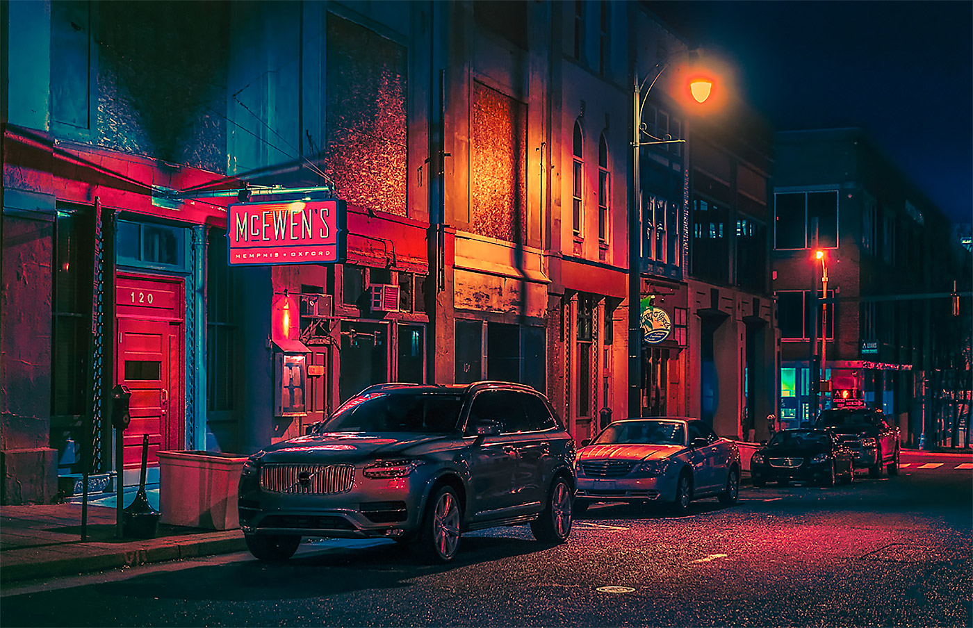 图片[4]-孟菲斯黑色：灯光下的街区摄影-Deise