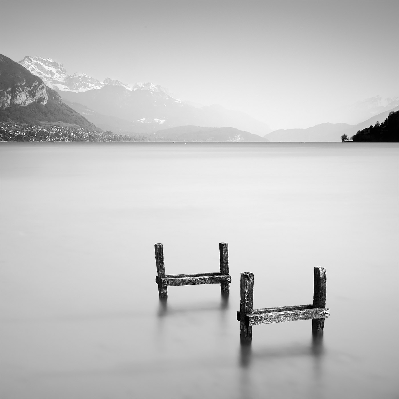 图片[3]-冬季色调：寂静下的湖光黑白照片-Deise