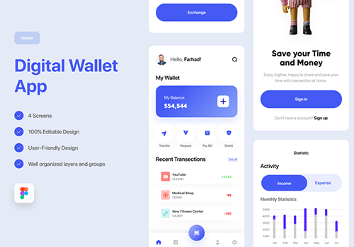 Digital Wallet数字钱包应用App Ui界面-得设创意-Deise