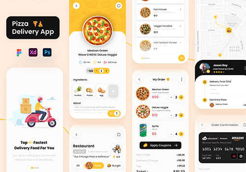 Pizza披萨美食外卖配送应用App Ui界面-经验灵感