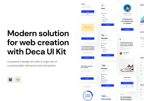 Deca完整的UI设计系统，涵盖字体/色彩/图表/卡片/插图等-经验灵感