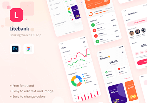 LiteBank 金融银行钱包 App Ui 界面