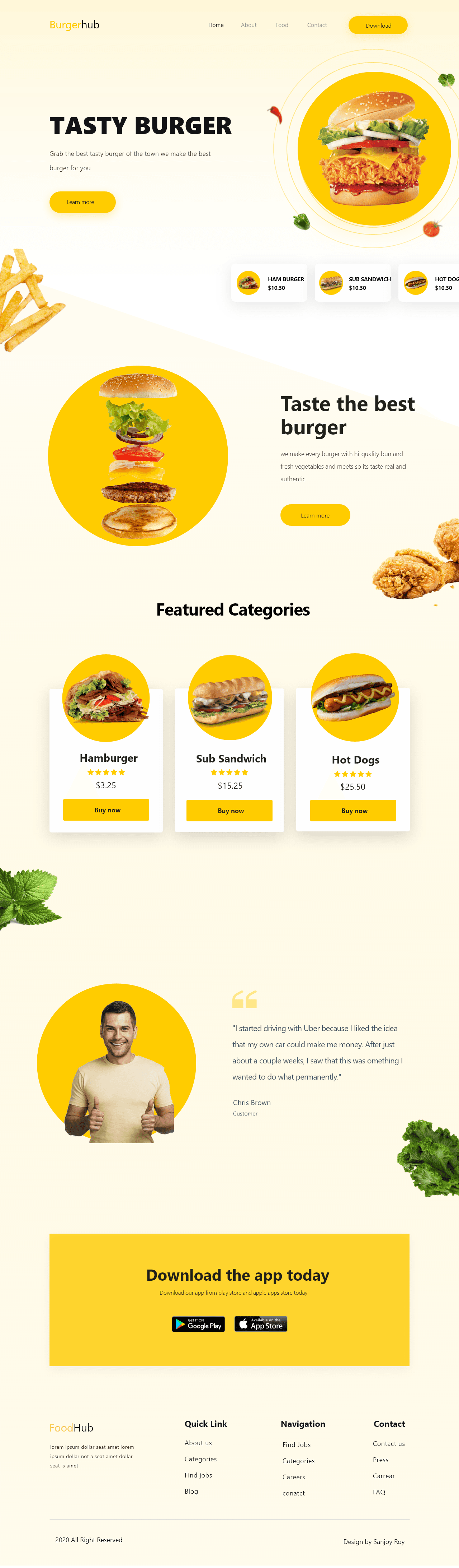 Burger-美食汉堡落地页网页模板插图