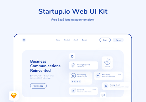 Startup.io – SaaS Web 落地页线框图