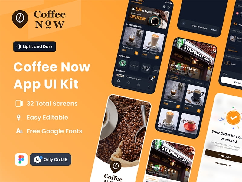 Coffee Now-在线咖啡外卖APP UI套件插图