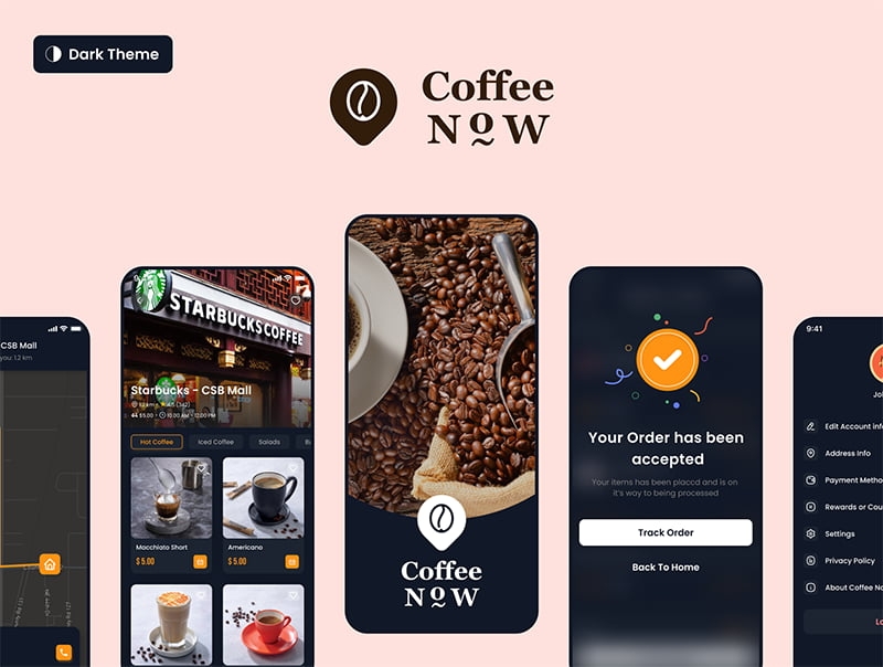 Coffee Now-在线咖啡外卖APP UI套件插图2