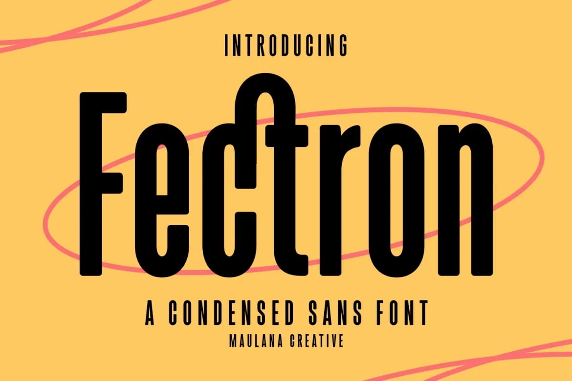 Fectron 半圆形的浓缩无衬线创意字体插图