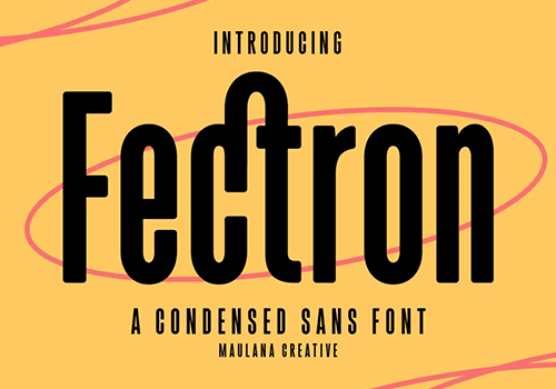 Fectron 半圆形的浓缩无衬线创意字体-得设创意-Deise