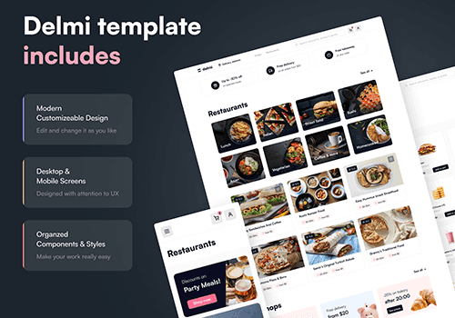 Delmi餐饮美食电商自适应网页UI工具包-经验灵感