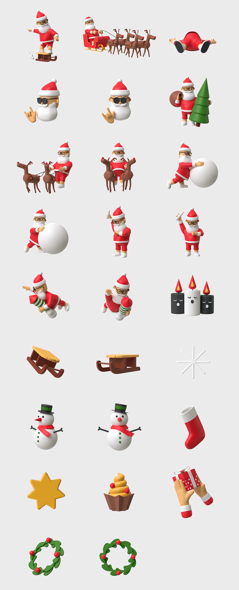 57个圣诞3D图标集插图1