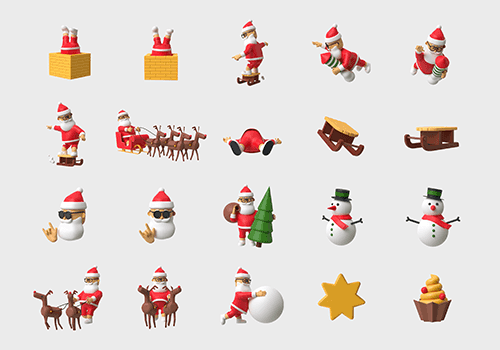 57个圣诞3D图标集-得设创意-Deise
