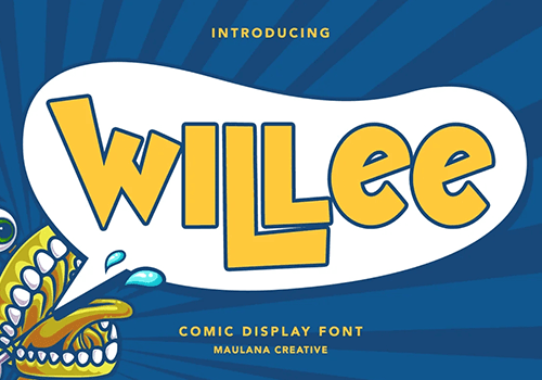 Willee卡通漫画创意英文字体-得设创意-Deise