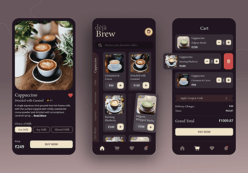 Coffee在线咖啡应用程序APP UI模板-得设创意-Deise