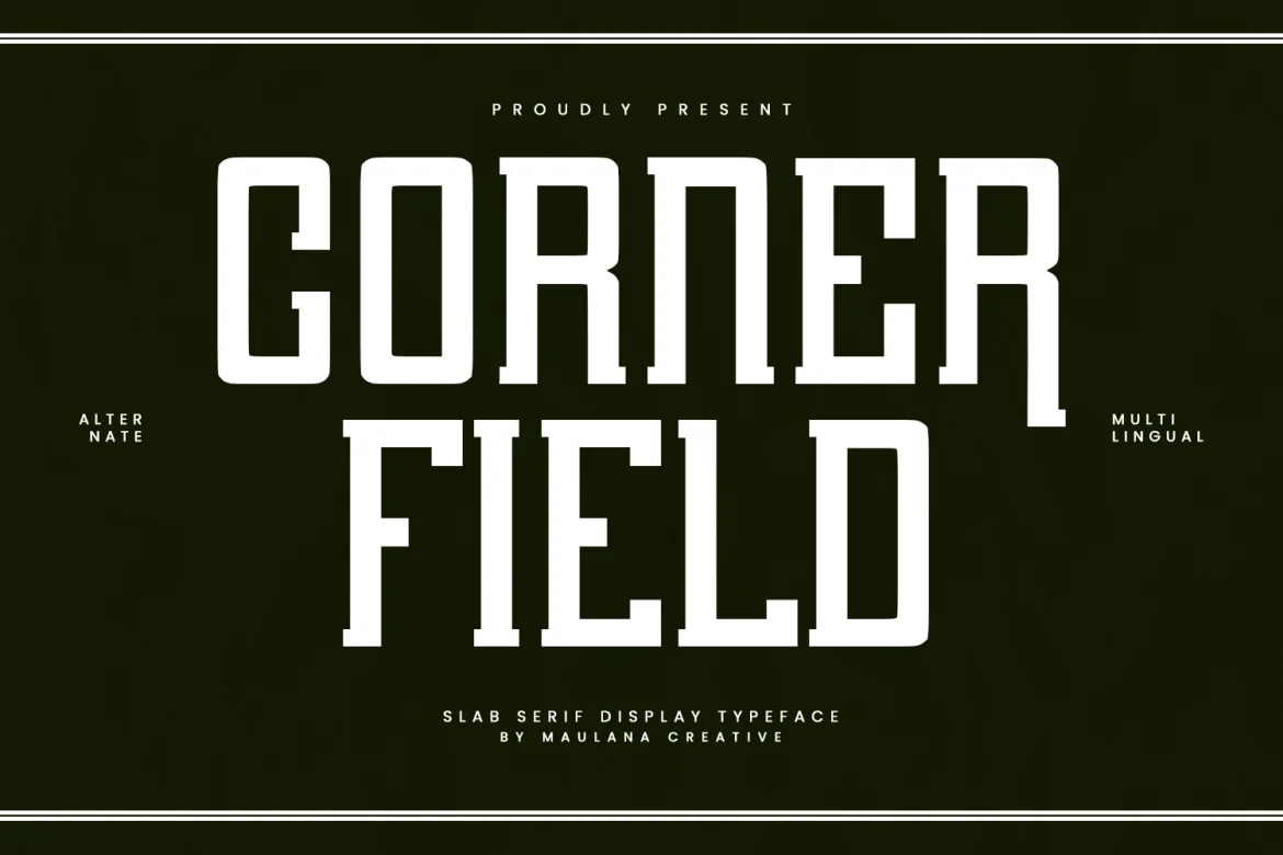 Corner Field！粗衬线现代字体-得设创意